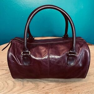 Vintage EGO Purple Leather Bowler Bag Mini Duffle Handbag